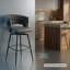 Ensemble de 2 tabourets de bar 28 po en cuir technique brun clair - structure en métal noir avec pivot à 360 ° et repose-pieds-1409098155