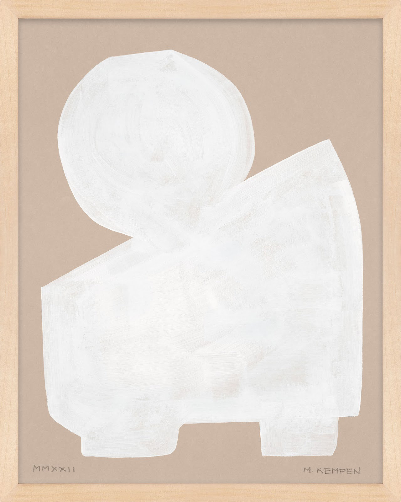 Modules In White 2 by Michael Kempen, Maple Framed, 20" W x 25" H
