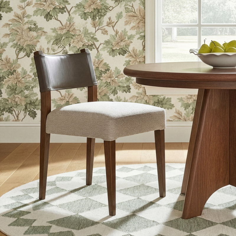 Lorretta Side Chair, Polyester/Leather Nubuck Charcoal, Brown