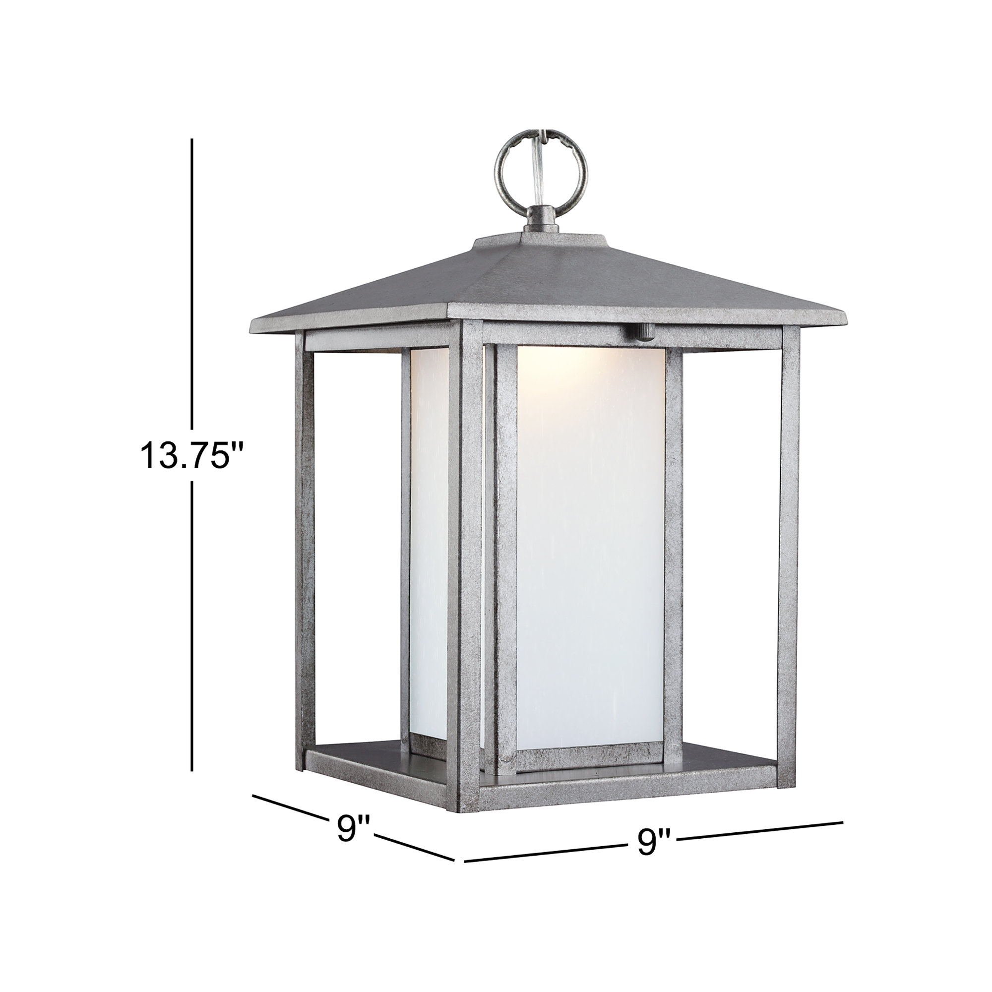 Outdoor Steel Hanging Lantern, Weathered Pewter