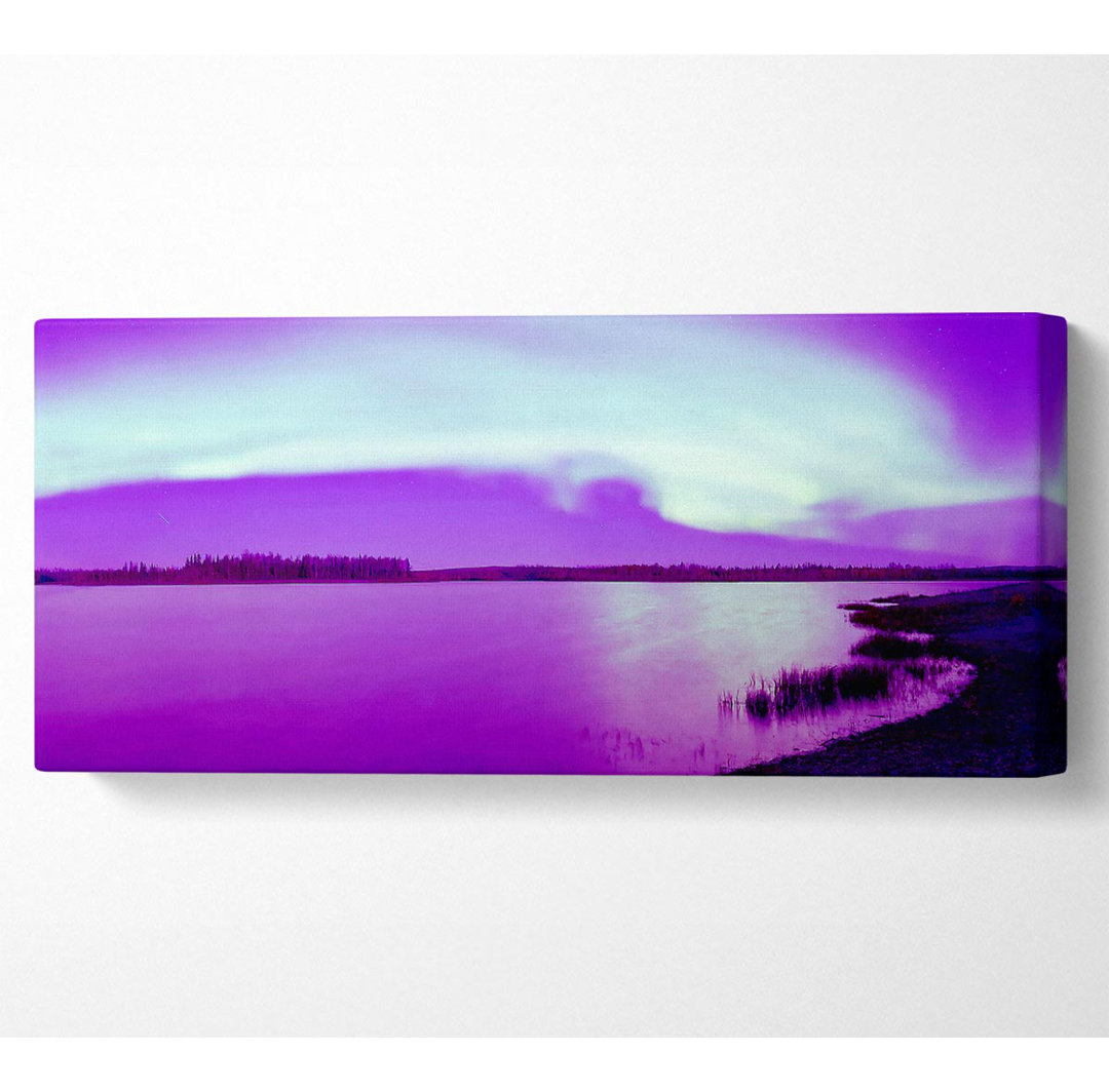 Lila Nordlicht Panoramaleinwand