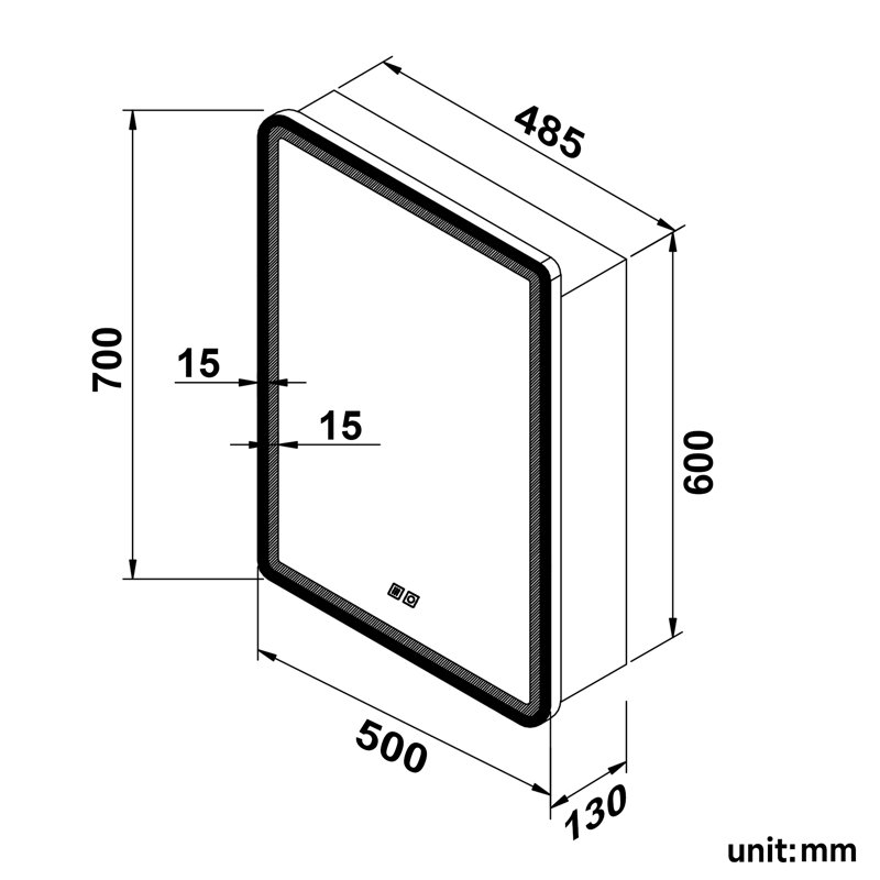 Daquavion W H Wall Mounted Required Medicine Cabinet Mirror 2 Adjustable, Matte Black, 70cm H x 50cm W x 13cm D