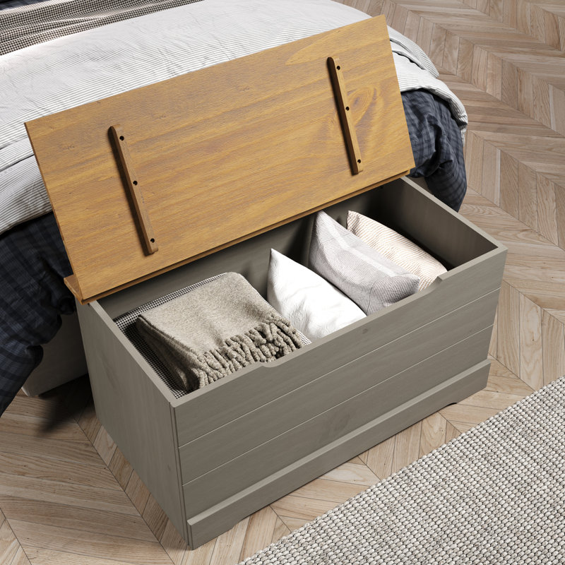 Grey Storage Trunk, Corona Classic Ottoman Chest for Bedrooms, Hallways