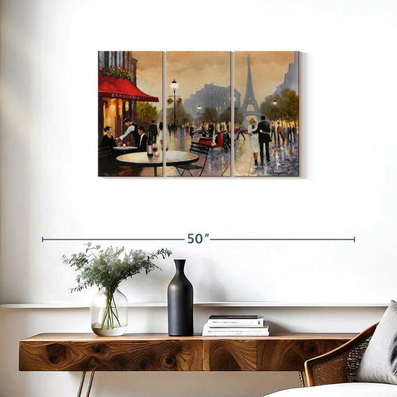 'Couple's Paris Stroll, 20" H x 33" W