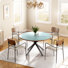 Modern 5-Piece Dining Set With Round Glass Table And 4 Upholstered Armrest Chairs