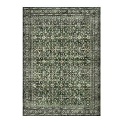 8'X10' Washable Floral Area Rug with Non-Slip Backing Green