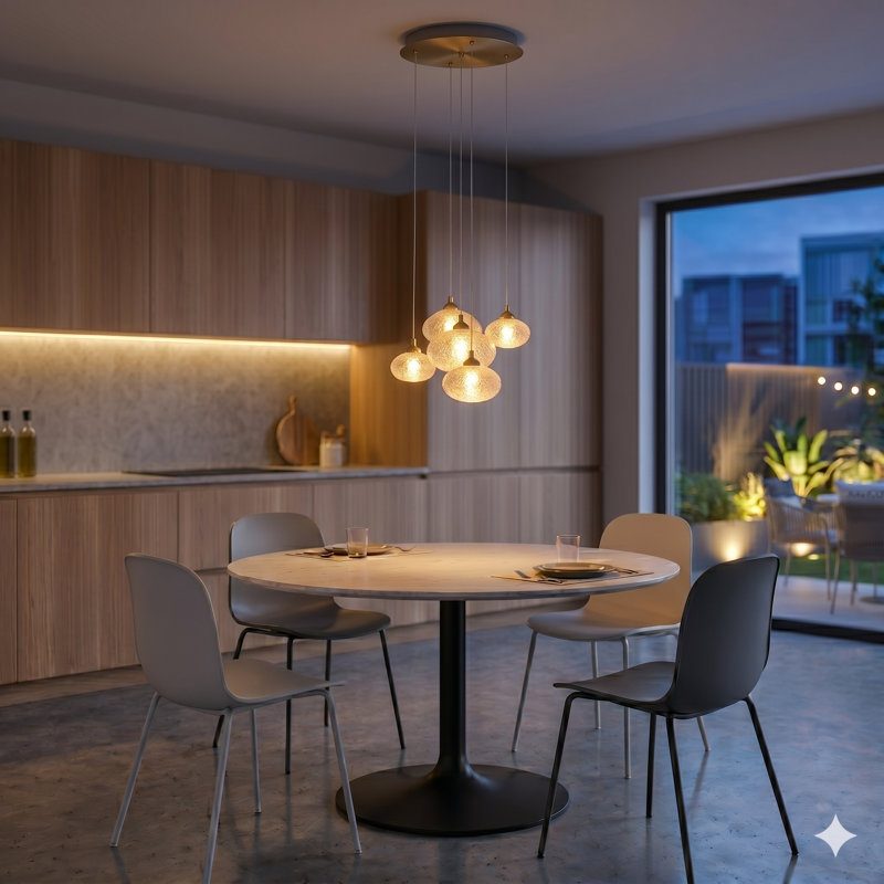 Alvie 5 - Light Cluster Pendant, Brushed Brass