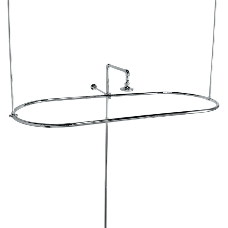 Barre de douche ovale en laiton, entretoise de 36 po par Strom Living, Unlacquered Chrome
