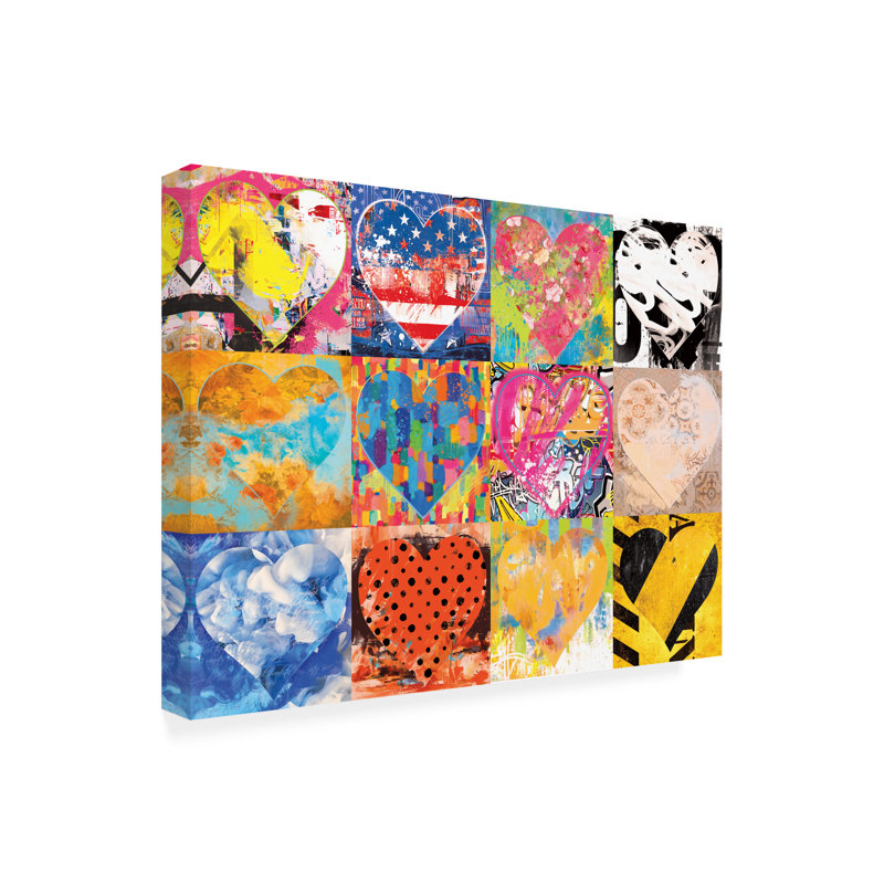 Art sur toile «Bacheler Porter Hastings Arty Hearts», H 14 po x l 19 po