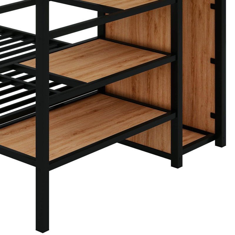 Denslowe Standard Bunk Bed with Bookcase, Full over Full, Black/Dark Brown