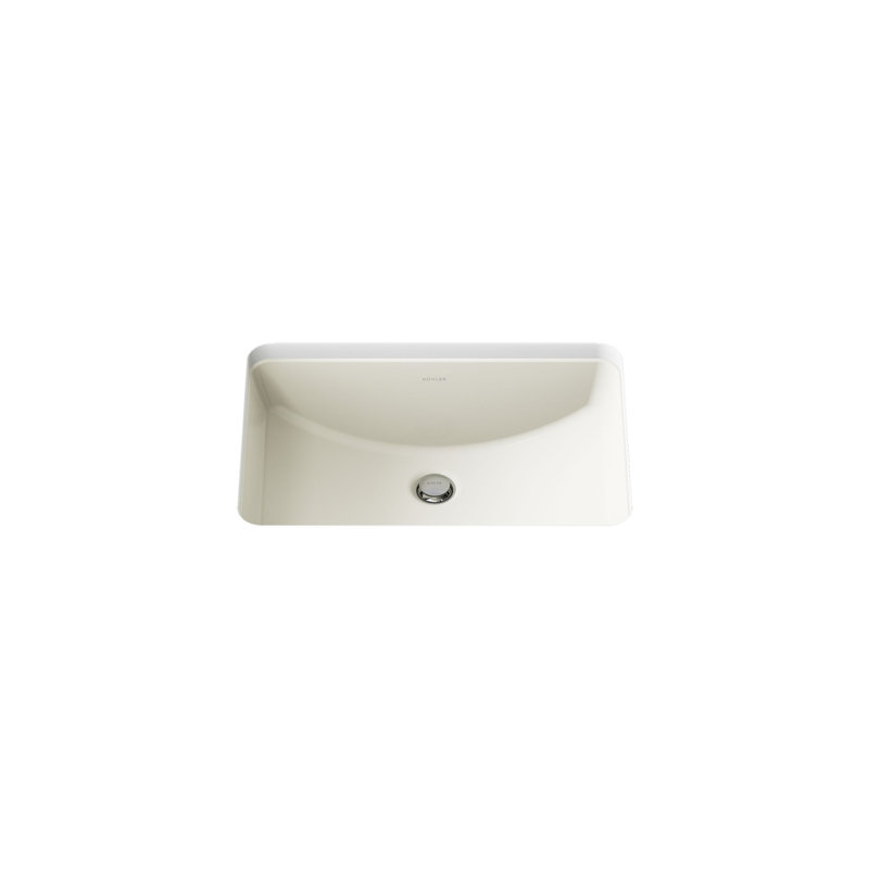 Ladena Vitreous China Rectangular Undermount Bathroom Sink, Biscuit