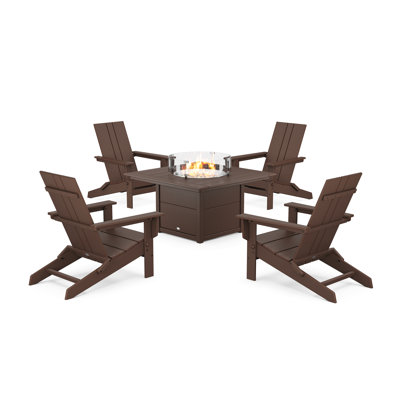 POLYWOOD® x AllModern 4-Person Folding Adirondack Patio Seating Group with Side Table