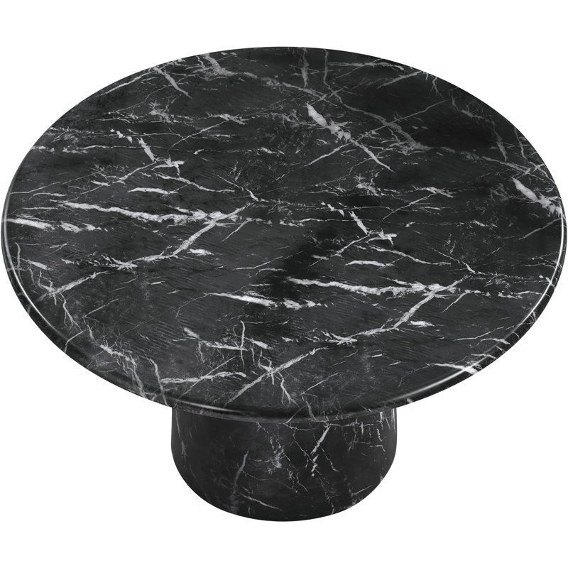 Table de salle à manger C béton, 76 cm (H) x 123 cm (L) x 123 cm (P), Noir, noir, noir, noir