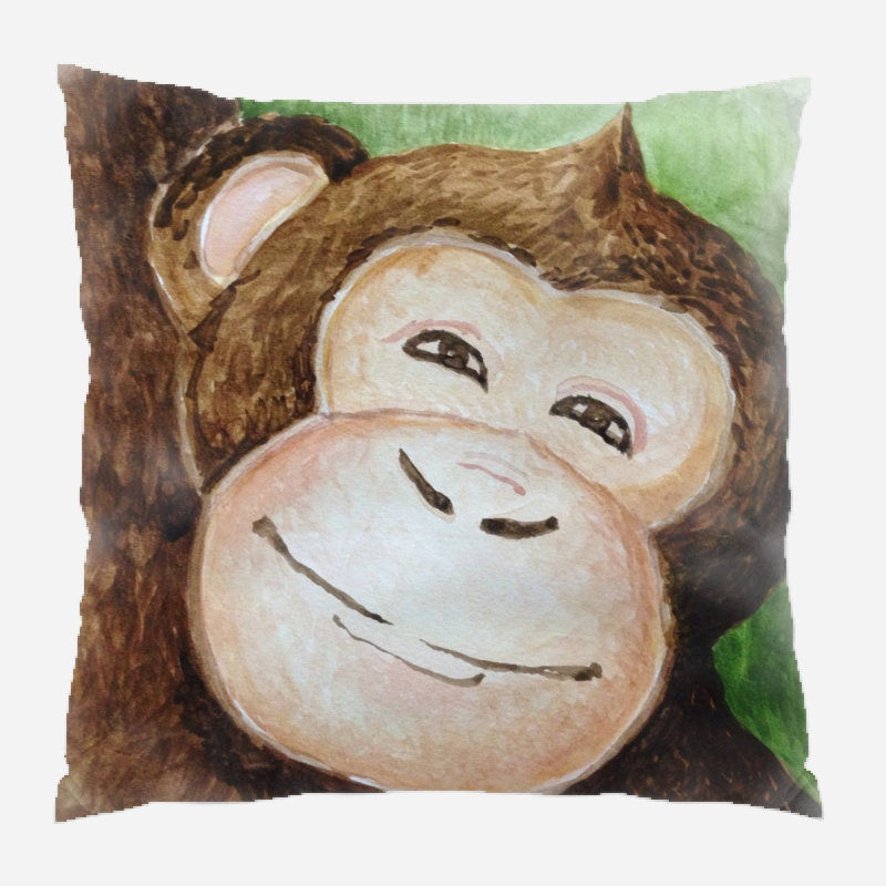 Coussin décoratif aquarelle Pilou, Microsuède, Intérieur