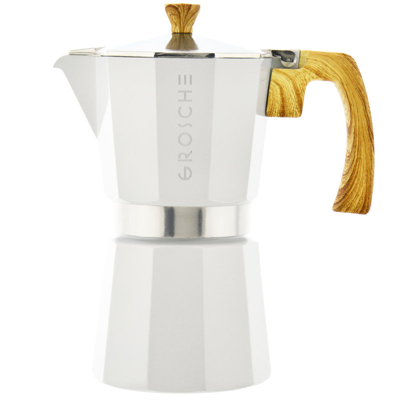 Grosche Milano Stovetop Espresso Maker, White, 6 Shots