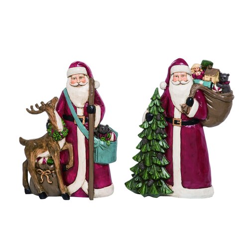 The Holiday Aisle® 2 Piece Resin Christmas Classic Santa Claus Set ...