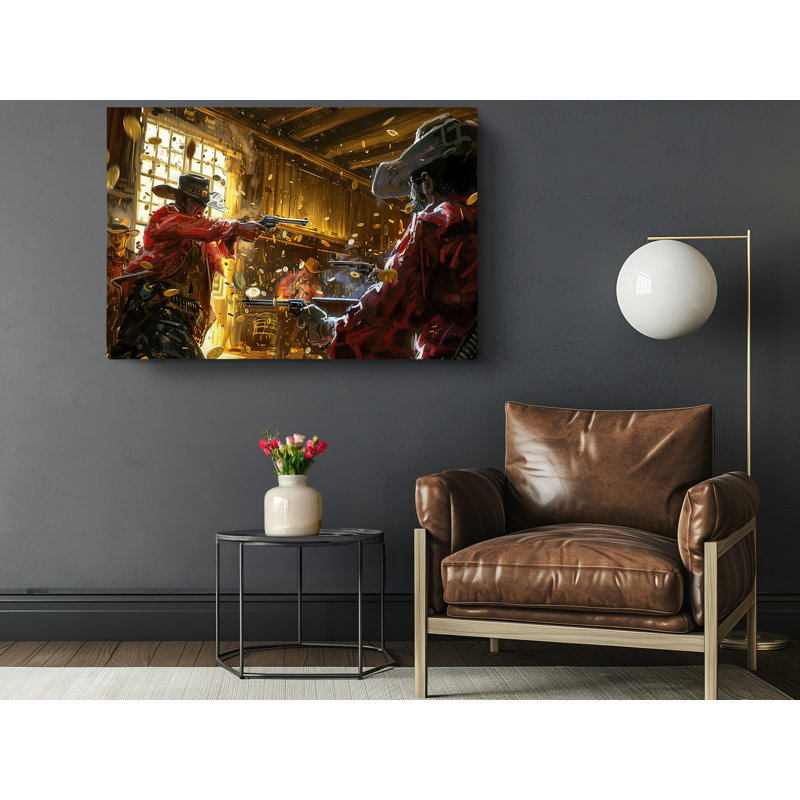 Reproduction d'art sur toile Wild West Cowboys, décoration murale moderne pour la maison et le bureau, H 40 po x l 60 po