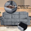 Fauteuil inclinable confortable en velours avec rangement caché et inclinable à deux tons de gris, table rabattable, 3 places, et détails capitonnés élégants-882374852