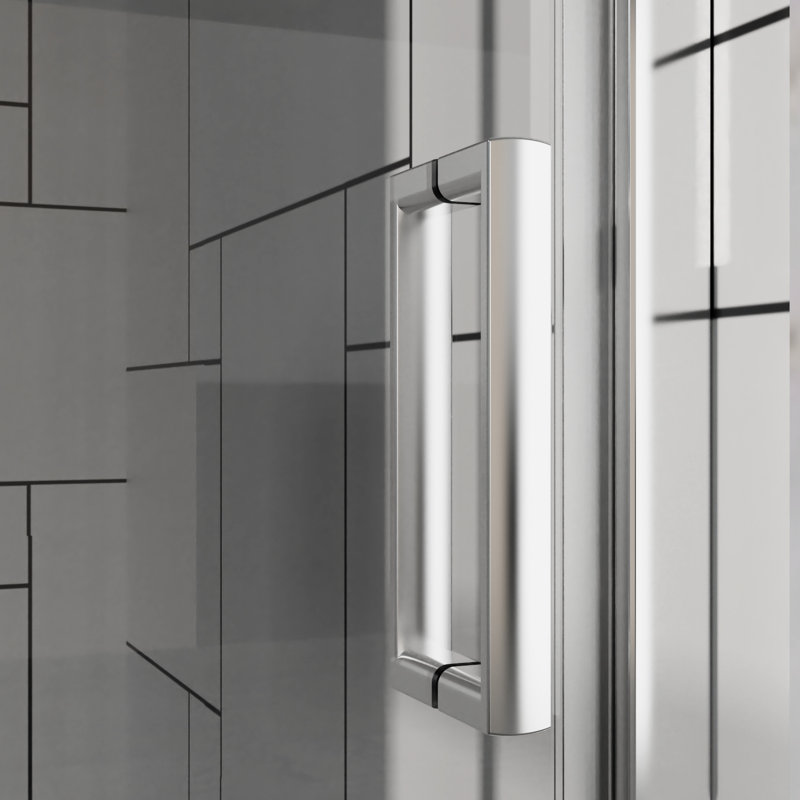 Bi - Fold Swing Pivot Shower Door With Finish Hardware, Heavy Duty Handle, Silent Switching And Easy To Install 30" W X 72" H 1/4"  6Mm  Tempered Glass, Corrosion Zinc Alloy Parts, Reversible For