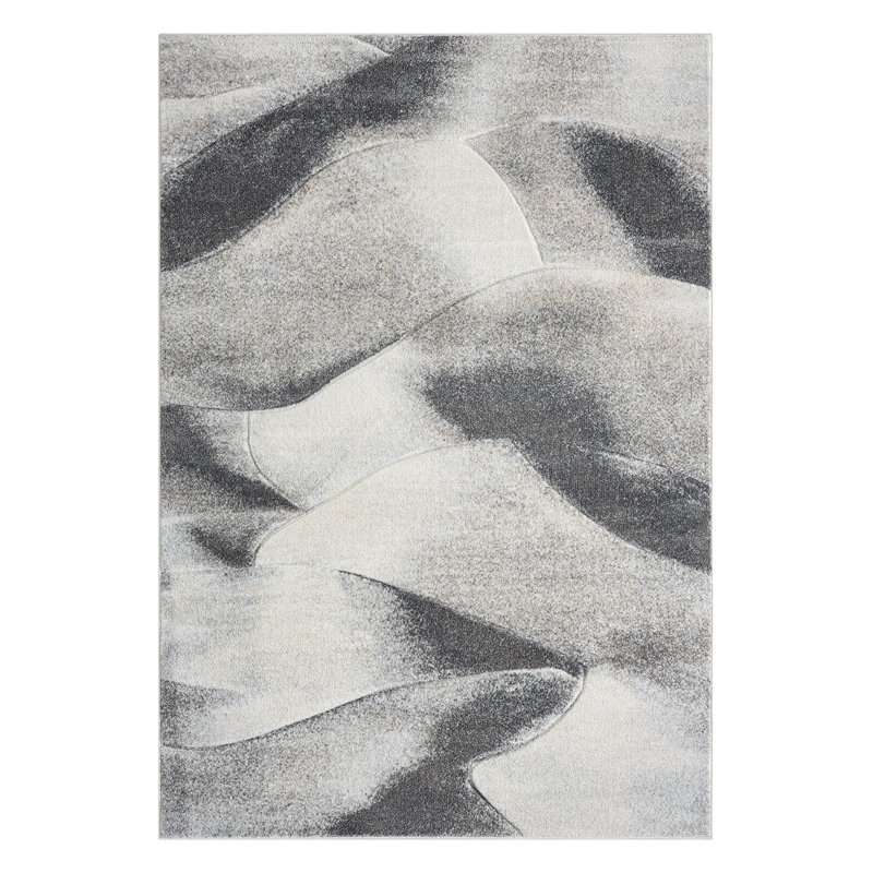 Tapis crème / gris clair à motif abstrait Jhoel Collection, Rectangle 5 pi 2 po x 7 pi 5 po