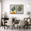 Boho de style Mid-Century moderne, "Bold Bright Yellow & Green Leaves-70115281-70115283