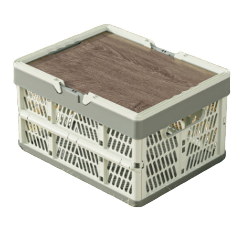 Storage Crate Bin Organizer Foldable With Handle, Gray
