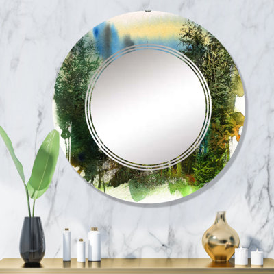Deep Green Forest Landscape - Miroir mural rond traditionnel