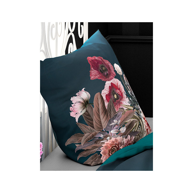 Cotton Duvet Cover Set, 155 x 220cm - 1 Pillowcase 80 x 80cm, Turquoise/Brown/Pink