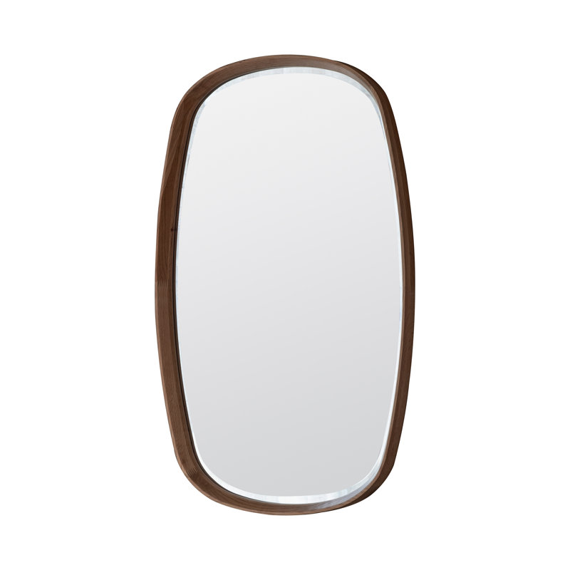 Carles Wood Flat Wall Mirror, Walnut
