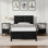 Ensemble de chambre à coucher 3 pièces Laurea, cadre de lit industriel avec 2 tables de chevet, lit plateforme en métal avec tête et pied de lit en bois, ensemble de mobilier de chambre de ferme avec tables de bout rechargeables, 2 prises CA et 2 ports USB, aucun sommier nécessaire