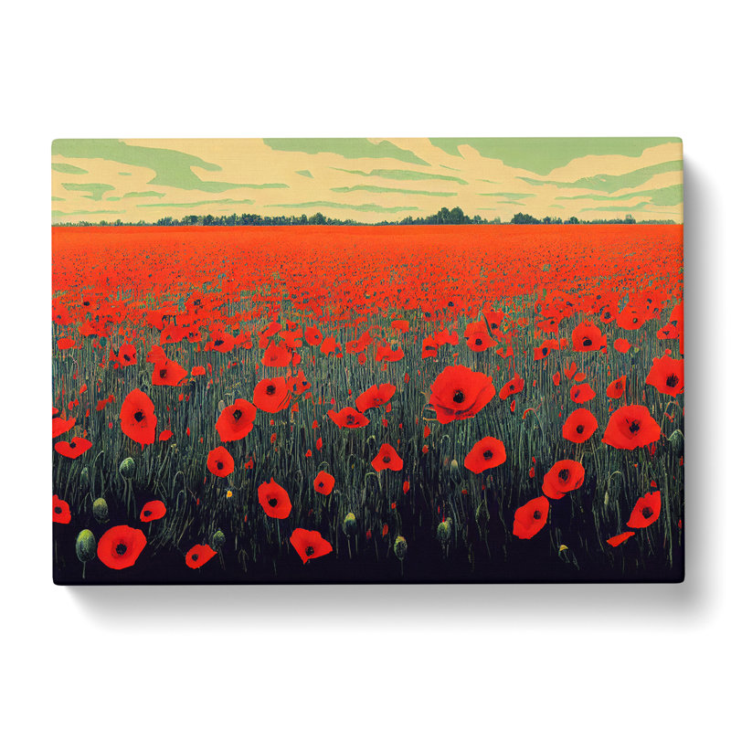Striking Poppies Flowers - Wrapped Canvas, 50cm H x 76cm W x 3cm D