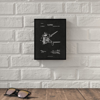 «1894 Barber Shearing Clipper Vintage Brevet Artwork», reproduction d'art sur toile encadrée