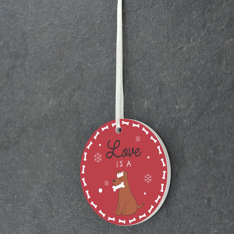 Santapaws Love Is A Dog Circle Shaped Ceramic Ornament