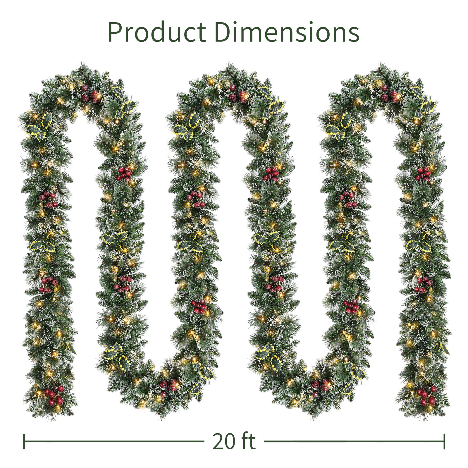 240" Frosted Pre-Lit Pine Garland