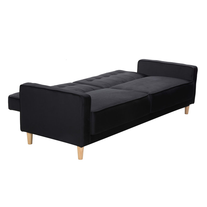 Oram 3 Seater Velvet Sleeper, Black 