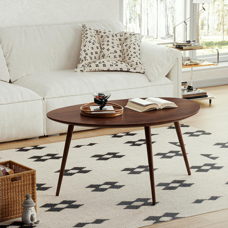 Solid Wood Three Leg Coffee Table, Brown Oak
