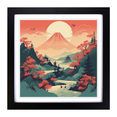 Japanese Mountains Graphic No.1 - Framed Print