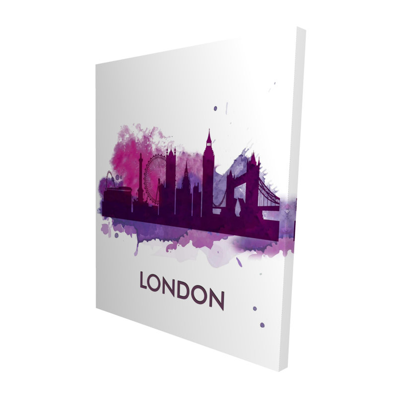 Silhouette mauve de Londres - Toile typo mauve pour la décoration intérieure
