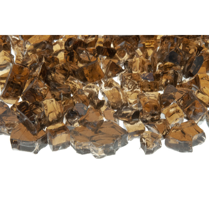 Foyer d’extérieur réfléchissant ou roches de lave-glace, Ambre brûlé lumineux