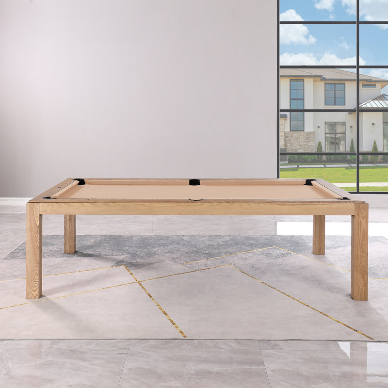 Table de billard en ardoise avec plateau de salle à manger Olivia, Sable, Remise en plastique l 8 pi, Frêne Rétro