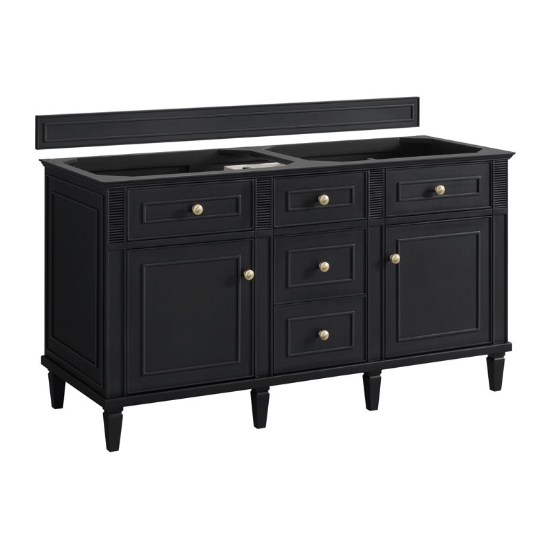 Lorelai 60'' W Double Vanity, Eternal Jasmine Pearl, Black Onyx