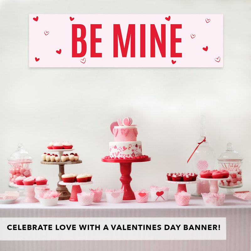  Bannière rouge et rose «Be Mine Valentines Day» pour fête et salle de classe 13 x 48