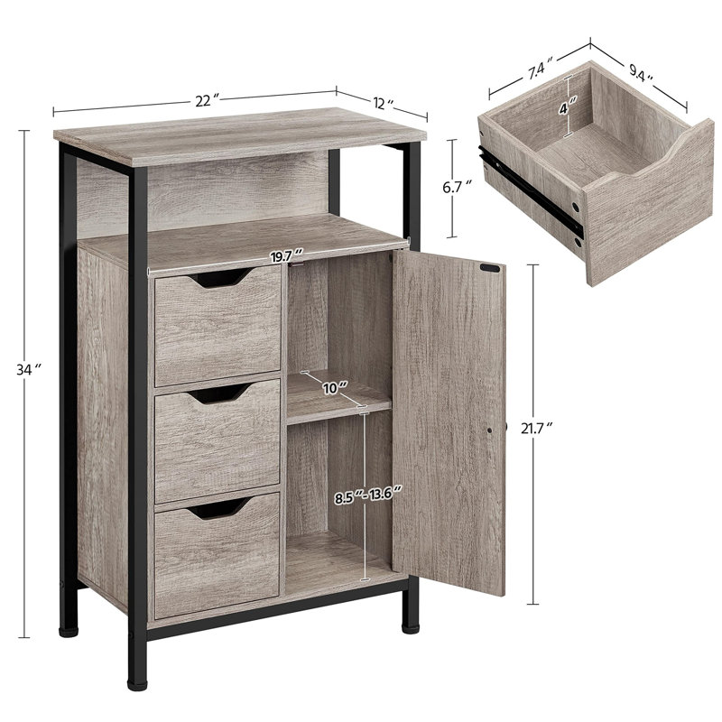 Gray Industrial MDF and Iron Cabinet with Adjustable Shelving