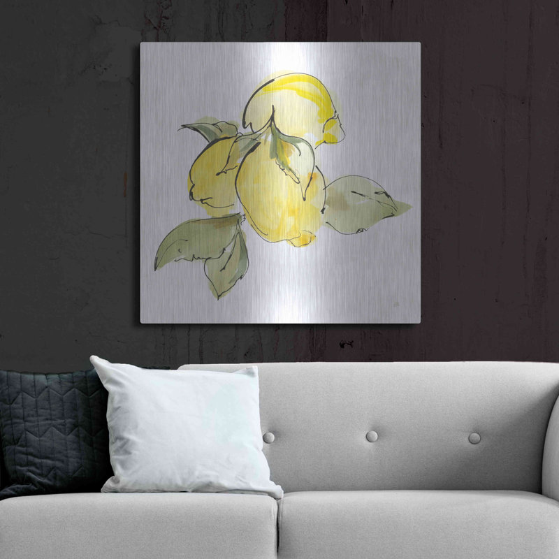 «Lemons I» par Chris Paschke, art mural en métal, 12 po x 12 po, H 36 po x l 36 po