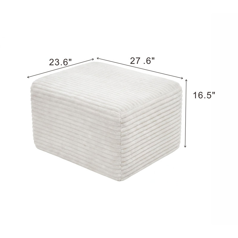 Pouf carré rembourré en velours côtelé, repose-pieds moelleux pour la décoration du salon et de la chambre à coucher