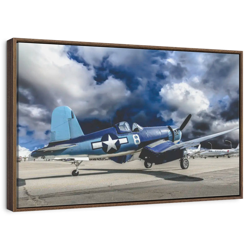 Avion de la Seconde Guerre mondiale, 25 po x 17 po, Cadre flottant noyer