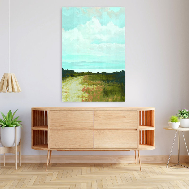 Paysage champêtre abstrait contemporain, art naturel, H 48 po x l 32 po