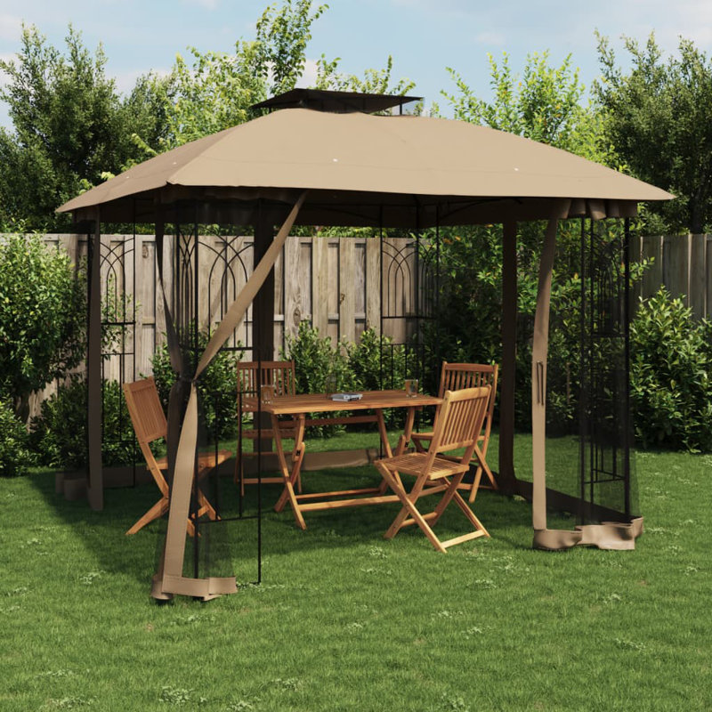 Cascia Powder Coated Steel Gazebo, Taupe