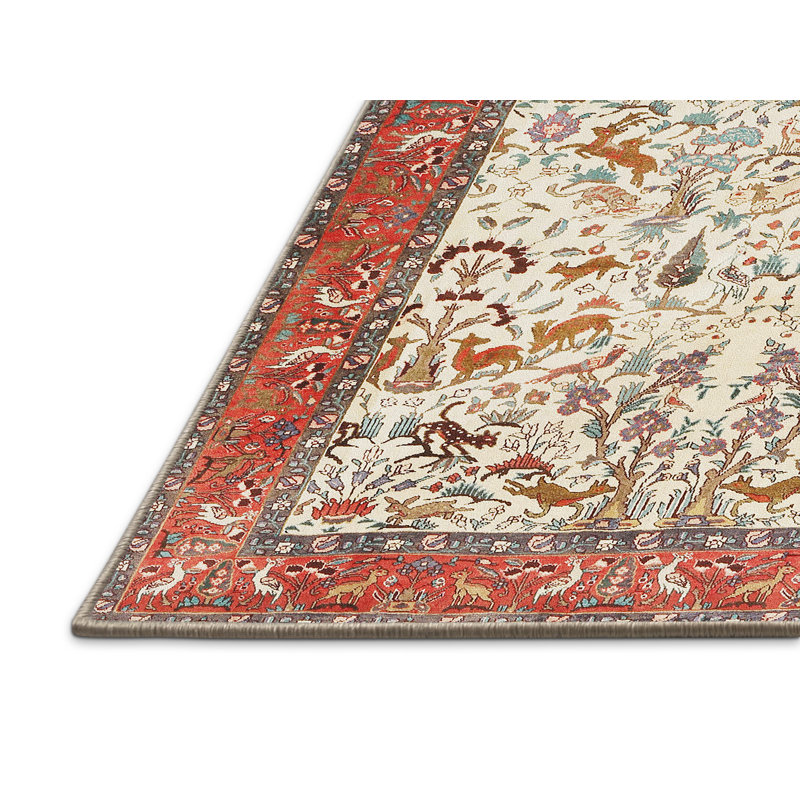 Tapis oriental beige / rouge, Rectangle 5 pi x 8 pi