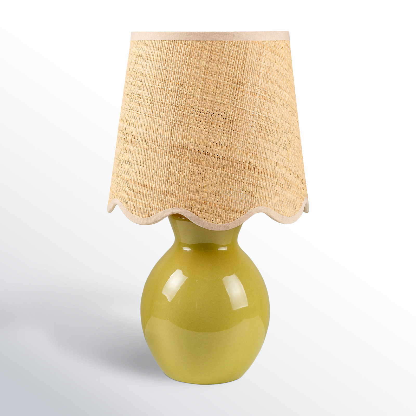 Momsen Scallop Shade Lamp, 15"" H x 8"" W x 8"" D, Natural, Chartreuse
